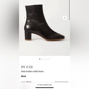 By Far Black Sofia Leather Ankle Boots $540 Size 6.5